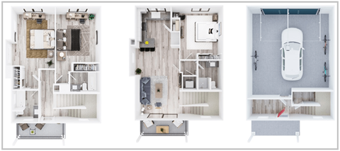 Floor plan for 3 beds, 3 baths, 1416 sqft
